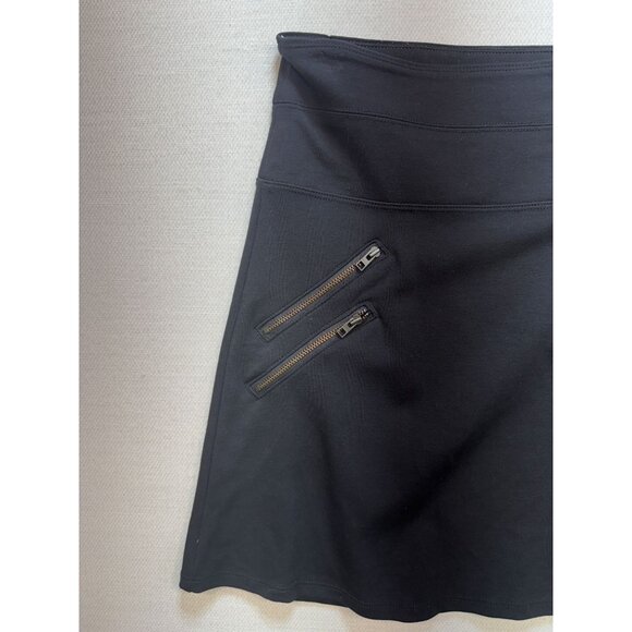 Athleta Moto Ponte Skirt Womens 2 Black Knit Mini A-Line Zipper Pockets Casual - Picture 4 of 9